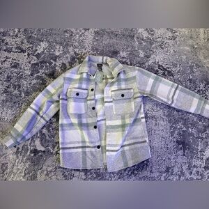 H&M Green and White Checkered Jacket